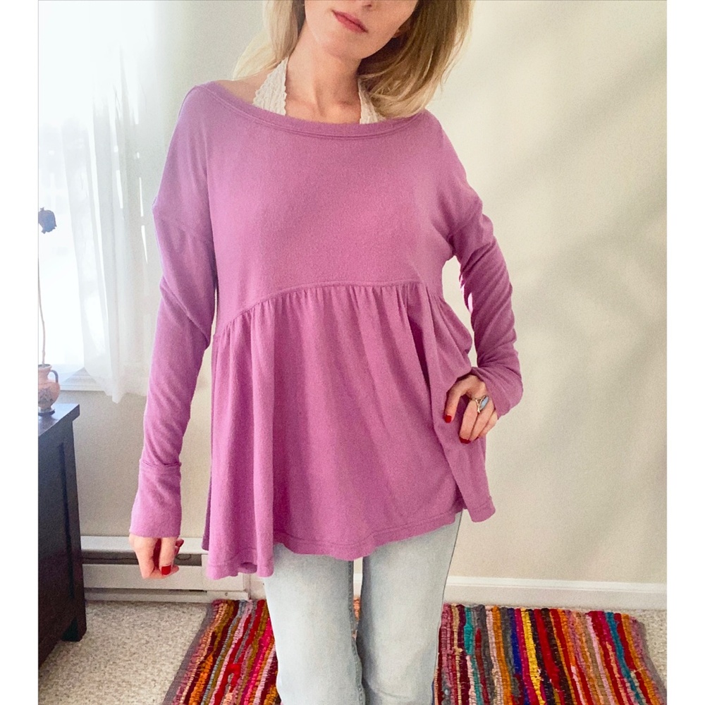 Free People Lavender ¾ length sleeve Shirt (M)